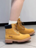 Jeep吉普踢不爛大黃靴男春季新款防水防滑工裝靴潮流高幫情侶馬丁靴男 金黃 【情侶款】【標準運動(dòng)鞋碼】 41 曬單實(shí)拍圖