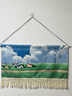 布摩登綠色風(fēng)景掛毯民宿客廳墻面裝飾臥室床頭布藝掛畫(huà)治愈系掛布背景布 晴空萬(wàn)里 寬80高50厘米  ( 超厚棉麻材質(zhì)) 曬單實(shí)拍圖