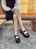 星期六（St&Sat）厚底漆皮勃肯鞋女款2026春秋新款法式單鞋高跟瑪麗珍鞋復古小皮鞋 黑色 跟高5.5cm 37 (235mm) 曬單實(shí)拍圖