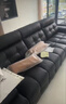 左右勞倫斯真皮電動(dòng)沙發(fā)床一體兩用新款多功能沙發(fā)床DZY6095 15半青皮零靠墻3.33米大三人位沙發(fā)床 瑪瑙黑 曬單實(shí)拍圖