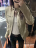 AAISUP美式立領(lǐng)做舊正肩外套女2026年新款春秋設計感休閑百搭夾克上衣潮 卡其色 L 曬單實(shí)拍圖