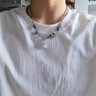 彩萊婭黑白小幽靈串珠拼接項鏈男款鎖骨鏈女生吊墜小眾百搭時(shí)尚情侶項鏈 白色小幽靈項鏈 曬單實(shí)拍圖