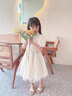 G.duck小黃鴨女童連衣裙夏季2026新款兒童旗袍裙新中式短袖女孩網(wǎng)紗裙 米色 100 100碼建議90-100cm3-4歲 曬單實(shí)拍圖