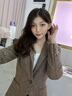 晨芙羊毛西裝外套女春秋季新款高級感時(shí)尚氣質(zhì)休閑加厚小個(gè)子毛呢西服 單件咖啡色西裝 S 建議80~89斤 曬單實(shí)拍圖