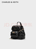 CHARLES&KEITH菱格大容量柔軟多用背包書(shū)包雙肩包包女包生日禮物CK2-60151400 Black黑色 S 曬單實(shí)拍圖