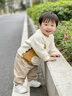 波步（BORBOON B）寶寶套裝春裝2026新款男童三件套嬰兒早春開(kāi)衫外套春季兒童外出服 【杏色】6793上衣 100 曬單實(shí)拍圖