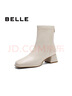 百麗（Belle）休閑舒適彈力靴增高顯瘦短筒靴B2348DZ4 米白 36 (230mm) 曬單實(shí)拍圖