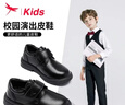 紅蜻蜓男童鞋春夏季兒童單鞋軟底中大童青少年英倫小皮鞋Q53AD005黑色35 曬單實(shí)拍圖