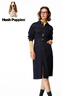 暇步士（Hush Puppies）【懶人系列】女裝秋美式休閑風(fēng)復古時(shí)尚翻領(lǐng)牛仔連衣裙 196深藍 M 曬單實(shí)拍圖
