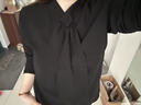 G2000【肌理感/飄帶設計/商場(chǎng)同款】女2025秋冬舒適長(cháng)袖休閑襯衫 飄帶立領(lǐng)-肌理紋-黑色 XL （40） 曬單實(shí)拍圖