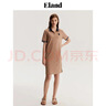 ELAND連衣裙 女夏季美式復古刺繡POLO領(lǐng)連衣裙女EEOMD47T1I 淺卡其 160 曬單實(shí)拍圖