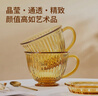 康寧（VISIONS）康寧琥珀色早餐杯玻璃杯燕麥牛奶杯家用帶蓋勺子咖啡杯2杯2蓋2勺 曬單實(shí)拍圖