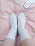 貓人（MiiOW）松口月子襪子女士夏季薄款透氣吸汗高彈襪口包容孕期浮腫不勒腳 白色3 【木耳邊堆堆襪】 3雙 均碼 曬單實(shí)拍圖