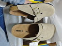 FOREVER21牛皮拖鞋男春秋勃肯鞋男外穿厚底懶人半拖鞋 卡其色 39 曬單實(shí)拍圖
