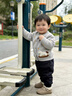 波步（BORBOON B）寶寶套裝2026新款男童春季分體三件套兒童早春毛衣嬰幼兒外出衣服 【三件套】6795灰 90 曬單實(shí)拍圖