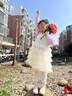 Little  Naive兒童花呢蛋糕禮服春秋款女童公主連衣裙背心裙 米白 130 曬單實(shí)拍圖