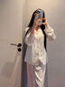 春秋真絲睡衣女白月光蕾絲燙鉆長(cháng)袖輕奢家居服生日禮物送女生禮盒 白月光【長(cháng)袖+長(cháng)褲】 M 80-100斤 曬單實(shí)拍圖