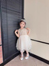 G.duck小黃鴨童裝公主裙女童裙子夏季兒童生日禮服女孩連衣裙夏裝網(wǎng)紗裙 香檳色 100 （建議身高90cm 3-4歲）cm 曬單實(shí)拍圖