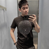 VERSACE JEANS范思哲男裝夏季美杜莎水晶燙鉆T恤修身圓領(lǐng)短袖絲光棉高端男士T恤 黑色 M 曬單實(shí)拍圖