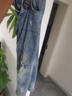 花花公子破洞牛仔褲男士夏季薄款修身直筒男褲新款彈力百搭冰絲休閑長(cháng)褲子 曬單實(shí)拍圖