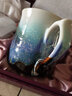 乾唐軒活瓷杯浪紋三件套泡茶水杯老板杯會議蓋杯陶瓷辦公杯商務(wù)禮品 雪晶綠紫 曬單實(shí)拍圖