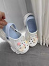 百慕傾臣孕婦洞洞鞋女款夏季外穿厚底增高足弓支撐包頭eva防滑防臭涼拖鞋 白藍【小貓小魚(yú)】防滑不臭 36 -37【標準碼】?jì)乳L(cháng)240MM 曬單實(shí)拍圖