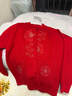 奉孝紅色毛衣女款2026新款本命年外套媽媽毛衣冬季加絨加厚老年人衣服 曬單實(shí)拍圖
