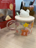 精東家可愛(ài)耐熱玻璃杯子帶蓋勺高顏值大容量家用喝水杯女生日禮物馬克杯 軟萌兔-500ml1只 曬單實(shí)拍圖