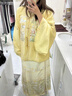 明制漢服女中國風古裝改良刺繡補服琵琶袖豎領對襟襖馬面裙套裝 鵝黃色琵琶袖+米黃色馬面裙 S （110斤以下） 曬單實拍圖