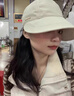 目丸防曬帽子女2025新款春夏季遮陽(yáng)帽子漁夫帽大頭圍百搭帽子女鴨舌帽 1#米白色鐵標-可掛口罩 曬單實(shí)拍圖