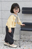 靚貝城堡女童春季卡通印花披肩衛衣女寶寶條紋褲兩件套洋氣時(shí)尚休閑套裝潮 黃色 110 曬單實(shí)拍圖