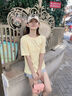 名創(chuàng  )優(yōu)品（MINISO）短袖t恤女2026新款初夏穿搭小個(gè)子打底衫寬松純棉黃色正肩上衣服 曬單實(shí)拍圖