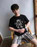 浪莎（LangSha）夏季男士睡衣薄款短袖短褲帥氣卡通大碼寬松青少年家居服學(xué)生套裝 黑色小熊-短袖短褲 XL 建議130-150斤 曬單實(shí)拍圖