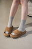 UGG夏季新款女士舒適時(shí)尚純色厚底露趾休閑交叉一字拖鞋 1178876 CHE | 栗色 37 曬單實(shí)拍圖