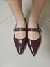 reemoor睿慕氣質(zhì)尖頭平底鞋2026春季新款瑪麗珍鞋秋冬時(shí)尚淺口單鞋女 酒紅色 37 曬單實(shí)拍圖