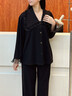 妮狄婭睡衣女春季純棉長(cháng)袖時(shí)尚開(kāi)衫簡(jiǎn)約純色春秋可外穿家居服套裝 黑色 QF26121 M (160) 【參考體重85-105斤】 曬單實(shí)拍圖