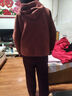 俞兆林（YUZHAOLIN）媽媽秋裝氣質(zhì)高貴毛呢外套新款中老年人秋冬連帽夾克寬松上衣 紅色 2XL 建議125-135斤 曬單實(shí)拍圖