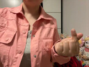 妹丫2026春季新款韓版短款糖果色牛仔短外套女休閑寬松洗水棉夾克 淺粉色 S 曬單實(shí)拍圖