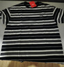 李寧純棉圓領(lǐng)寬松短袖文化衫男女同款條紋拼色休閑運動(dòng)上衣ATSV515 曬單實(shí)拍圖