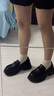 黑色樂(lè )福鞋女新款英倫風(fēng)軟厚底增高小皮鞋女生百搭一腳蹬上班單鞋 黑色 37 曬單實(shí)拍圖