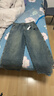 GXG男裝2024年寬松闊腿牛仔褲男藍色180/XL 曬單實(shí)拍圖