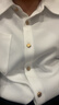 尚都比拉商務(wù)休閑白色襯衫女春秋季職業(yè)正裝光澤感氣質(zhì)金屬扣長(cháng)袖襯衣上衣 曬單實(shí)拍圖