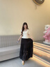 歌力思（ELLASSAY）2026新款云上舞白溫柔松弛慵懶A字傘型荷葉邊半身裙女EWB371Q012 經(jīng)典黑 XS 曬單實(shí)拍圖