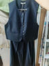 紫涵（ZIHAN）紫涵圓領(lǐng)馬甲背心高腰a字百褶半身裙上下兩件套裝女秋季新款 牛仔藍 XL 曬單實(shí)拍圖