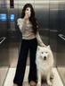 溫格芳休閑褲女2026春季新款韓系穿搭慵懶松弛感時(shí)尚套裝氣質(zhì)顯瘦闊腿褲 灰色上衣+黑色色牛仔褲 M 曬單實(shí)拍圖