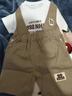 五小七童裝男童夏季套裝新款周歲禮服男寶寶夏裝嬰兒童衣服三件套 卡其色馬甲 80 尺碼7-11月【建議寶寶75-85】cm 曬單實(shí)拍圖