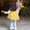 G.duck小黃鴨童裝女童春秋套裝兒童衣服小女孩春裝小熊背心牛仔褲兩件套 黃色上衣兩件套 100 (建議身高90cm 3-4歲)cm 曬單實(shí)拍圖
