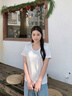 森馬（Semir）短袖t恤女26夏季短款顯瘦U領(lǐng)內搭正肩寬松圓領(lǐng)打底衫109326100001 曬單實(shí)拍圖