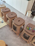 華愷之星 凳子 家用塑料凳加厚耐磨高凳板凳圓凳換鞋凳子咖色四把裝YK015 曬單實(shí)拍圖