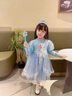 G.duck小黃鴨愛(ài)莎公主裙女童連衣裙秋裝2025新款兒童艾莎裙子女寶寶紗裙 藍色 110 建議4~5歲【100-110cm】cm 曬單實(shí)拍圖